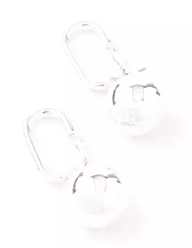 Silver Rectangle Sphere Drop Earrings