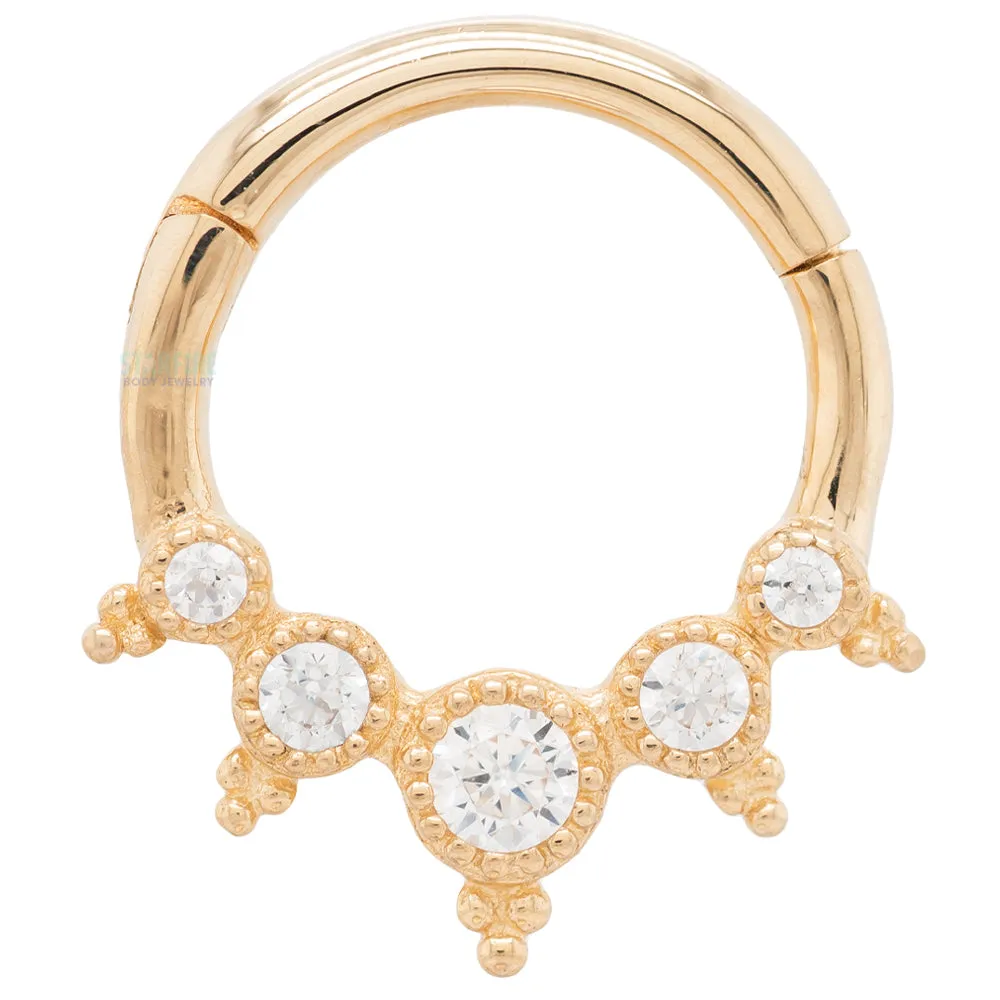 Simone Hinge Ring / Clicker in Gold with CZ's