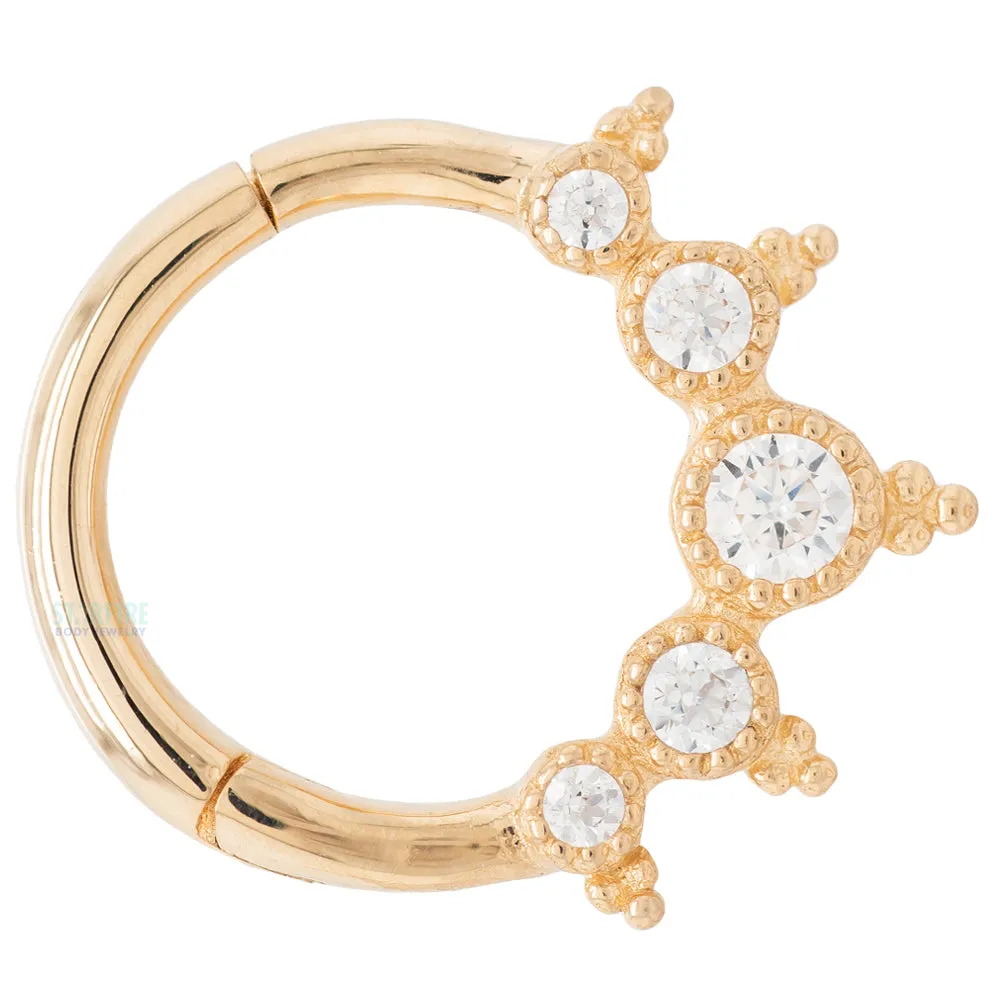 Simone Hinge Ring / Clicker in Gold with CZ's