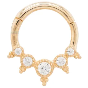 Simone Hinge Ring / Clicker in Gold with CZ's