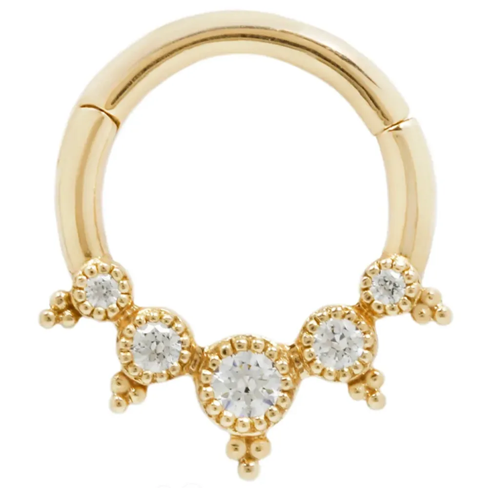 Simone Hinge Ring / Clicker in Gold with CZ's