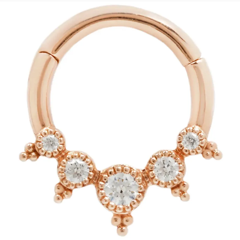 Simone Hinge Ring / Clicker in Gold with CZ's