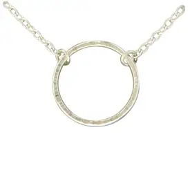 Small Hammered Circle Pendant Necklace