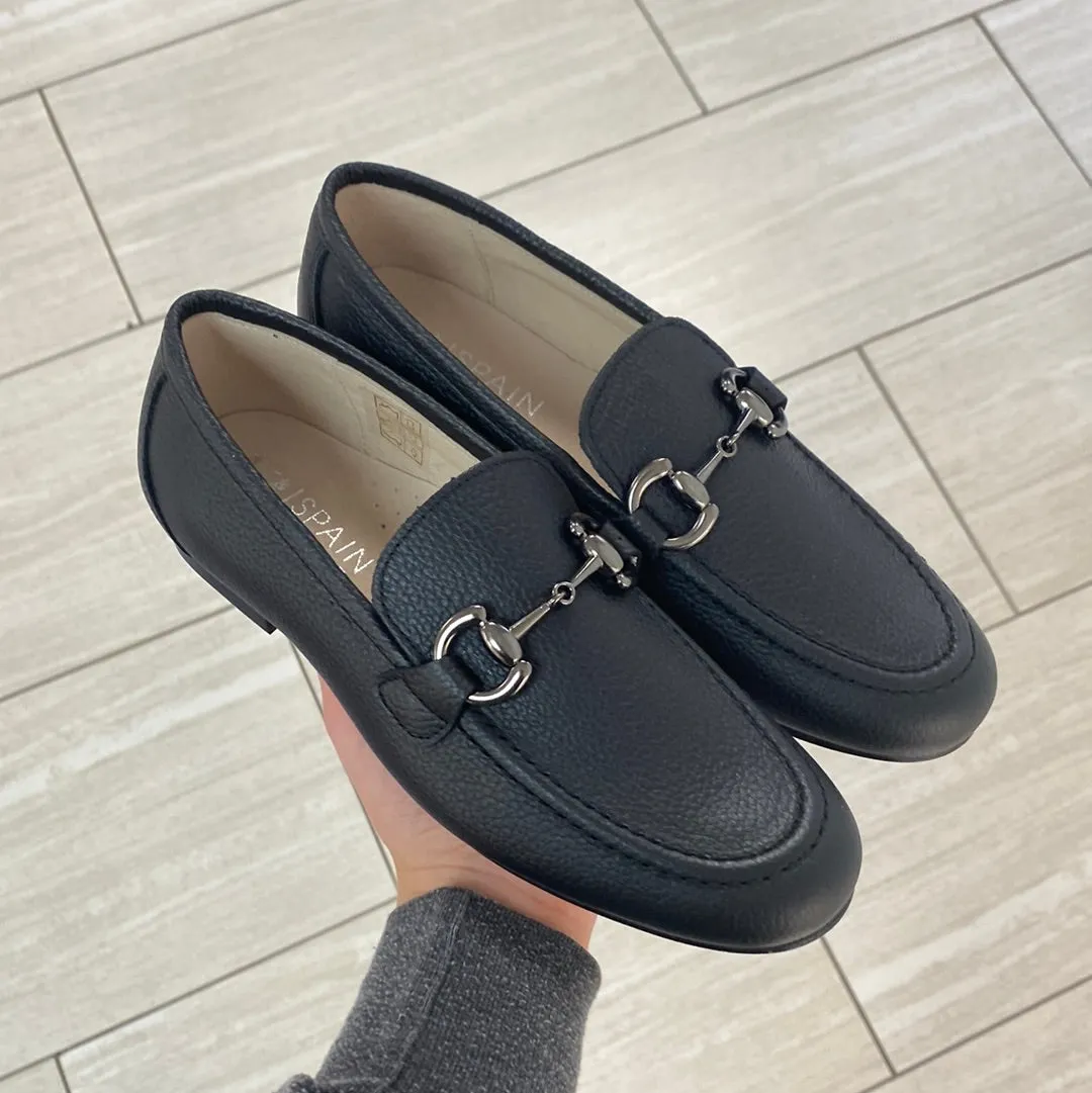 Spain+Co Black Pebbled Buckle Dress Shoe