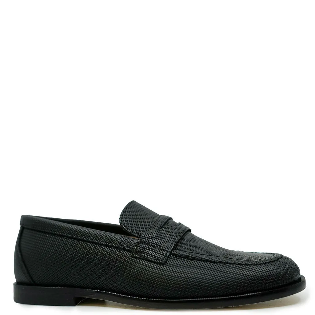 Spain+Co Black Textured Penny Dress Shoe