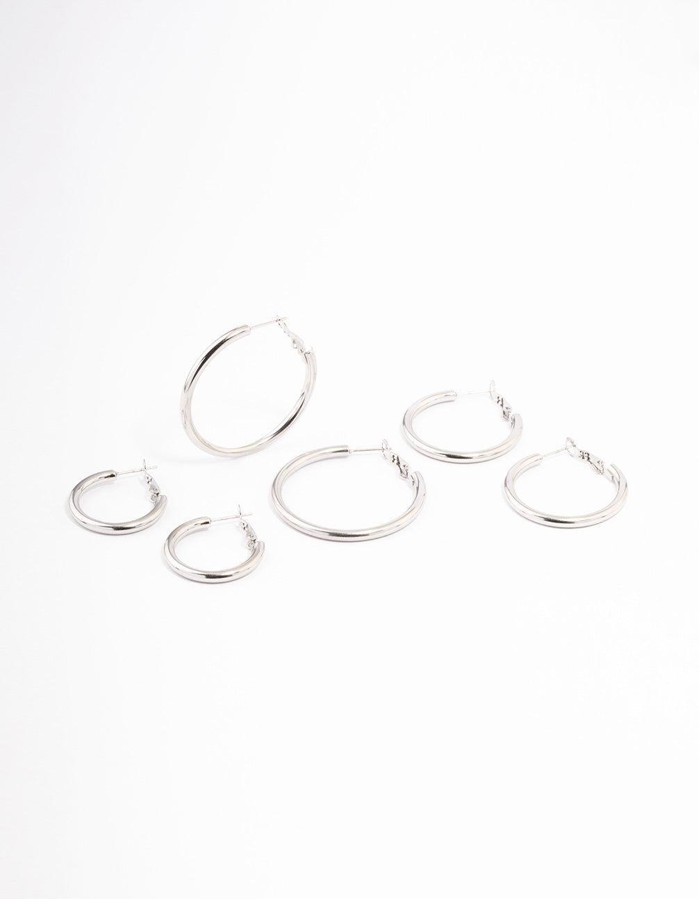 Stainless Steel Large Basic Hoop Earrings Pack