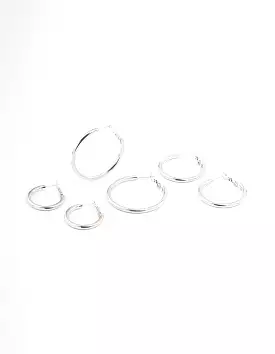 Stainless Steel Large Basic Hoop Earrings Pack