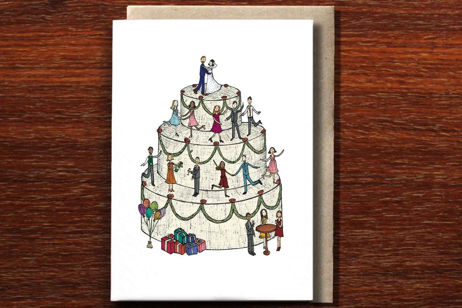 The Nonsense Maker - Greeting Card - Wedding Cake Bride Groom