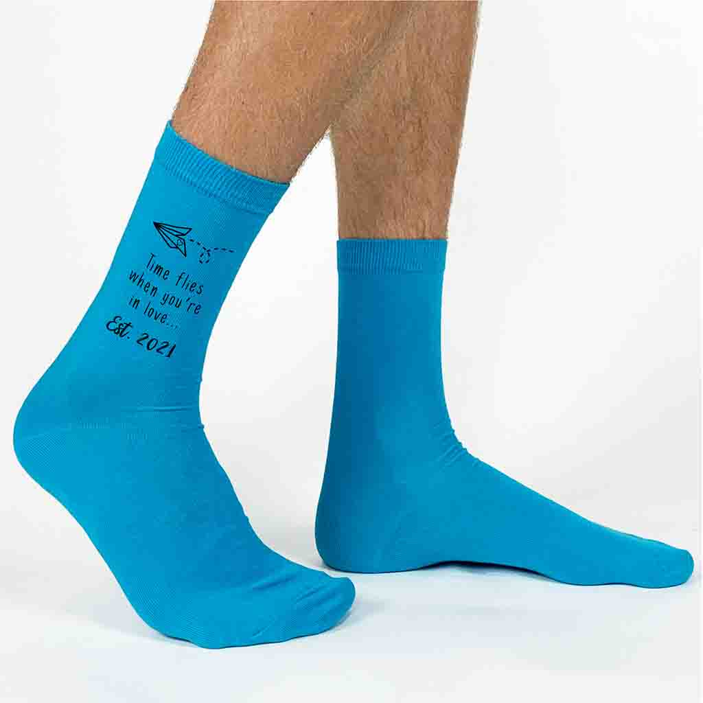 Time Flies - 2nd Anniversary Cotton Socks for Him