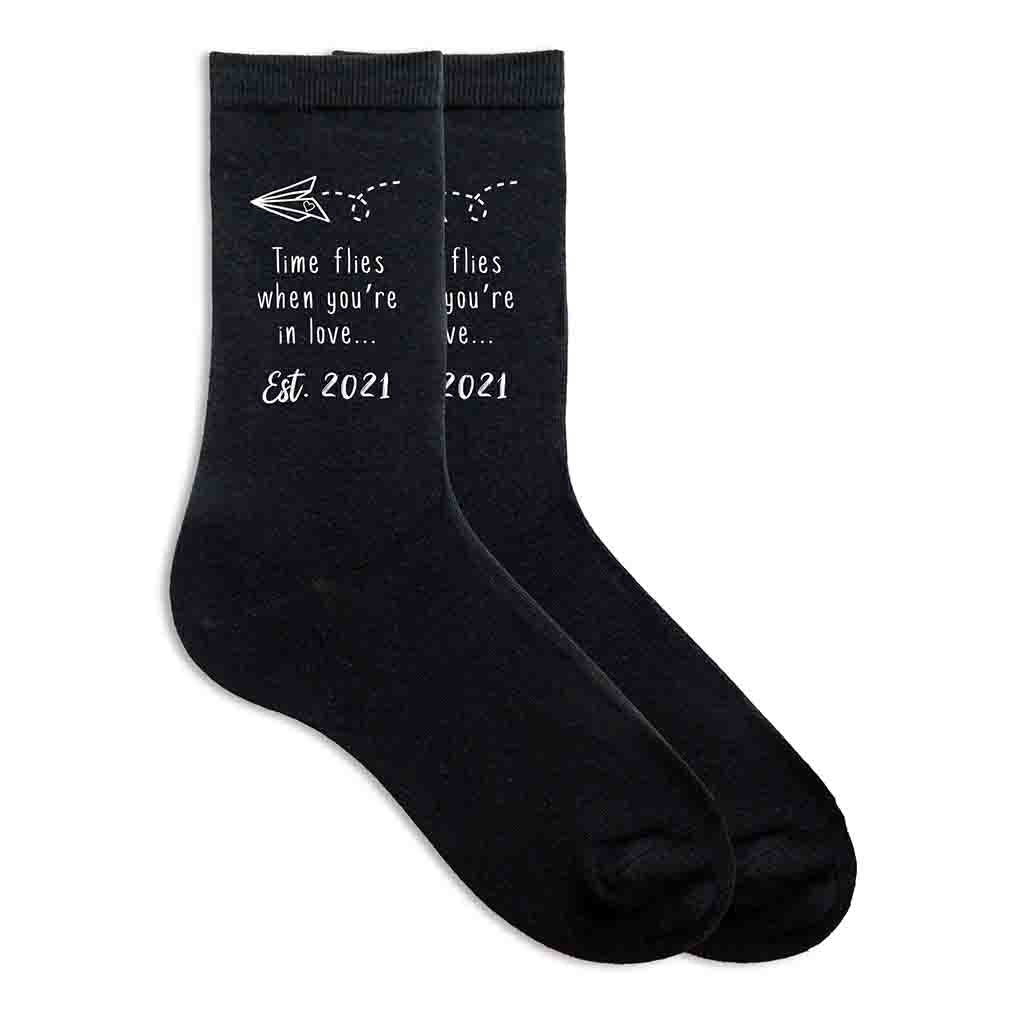 Time Flies - 2nd Anniversary Cotton Socks for Him