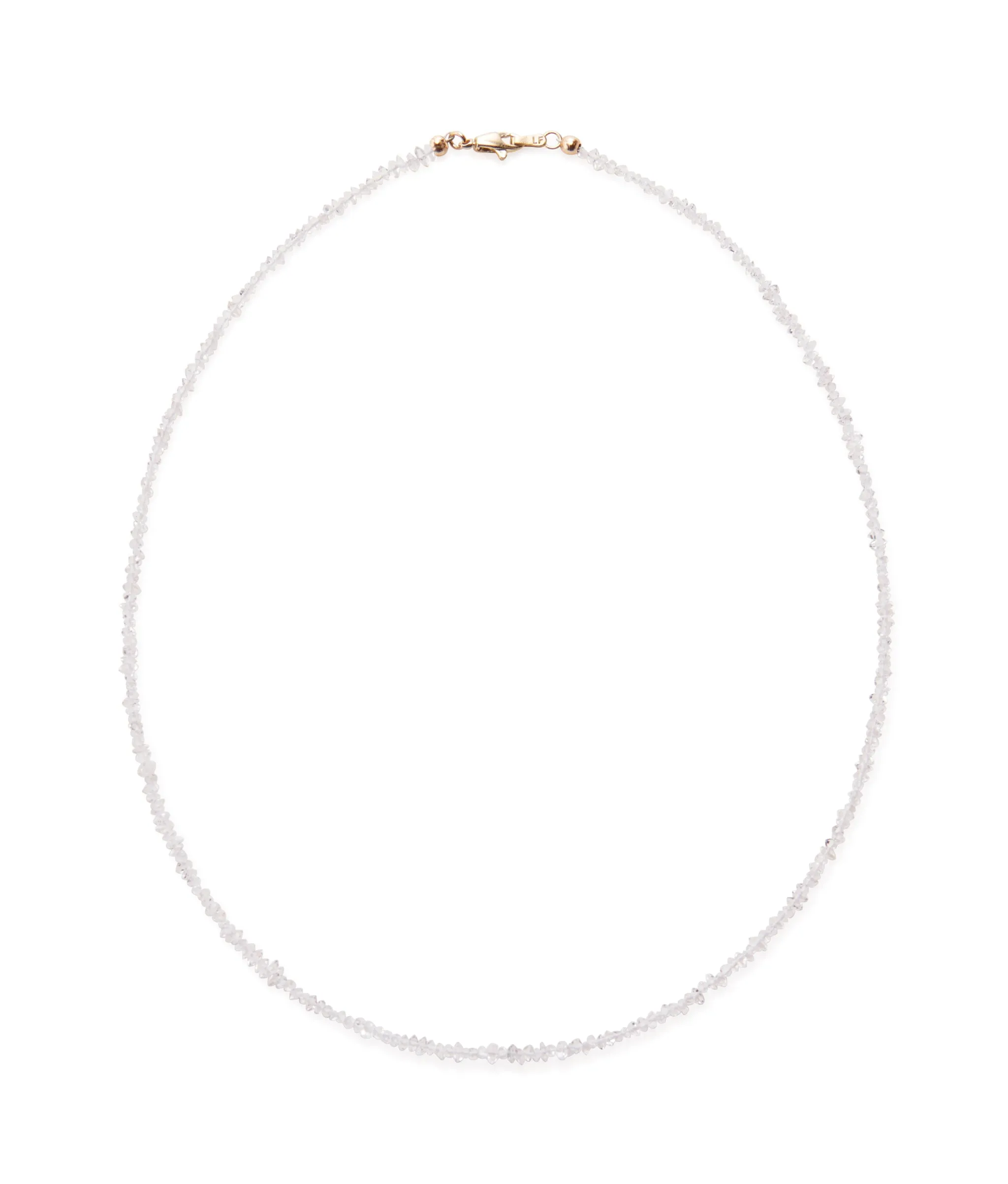 Tiny Beaded 14k Gold Necklace in Herkimer Diamond Quartz