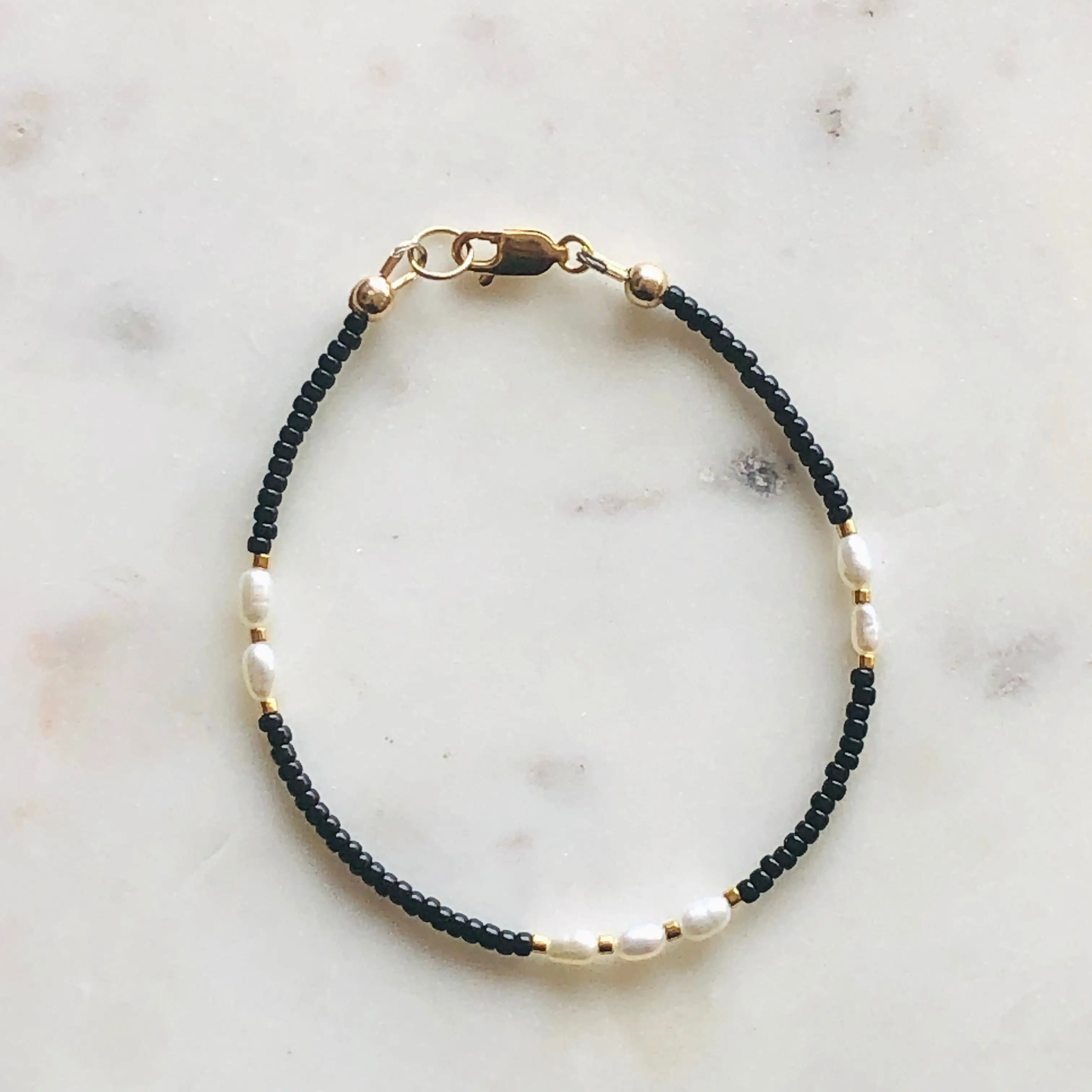 Tiny Pearl + Glass Bead Bracelet