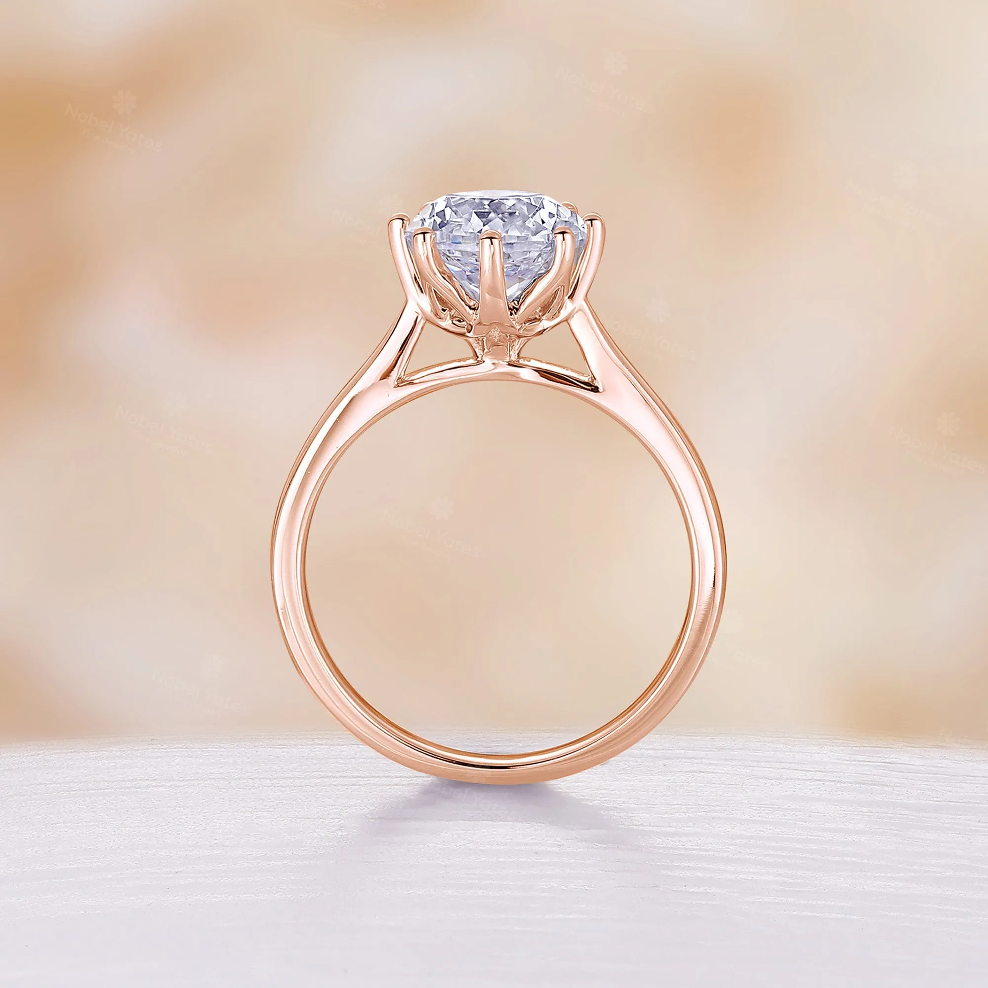 Unique Portuguese cut Round Shape Moissanite Solitaire Engagement Ring