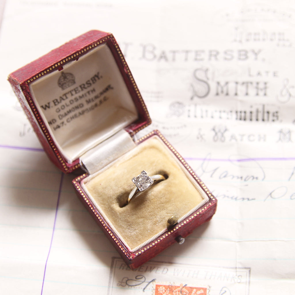 Vintage 0.60 Carat Old European Cut Diamond Solitaire with Original Box & Receipt