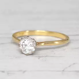 Vintage 0.90 Carat Brilliant Cut Diamond Solitaire