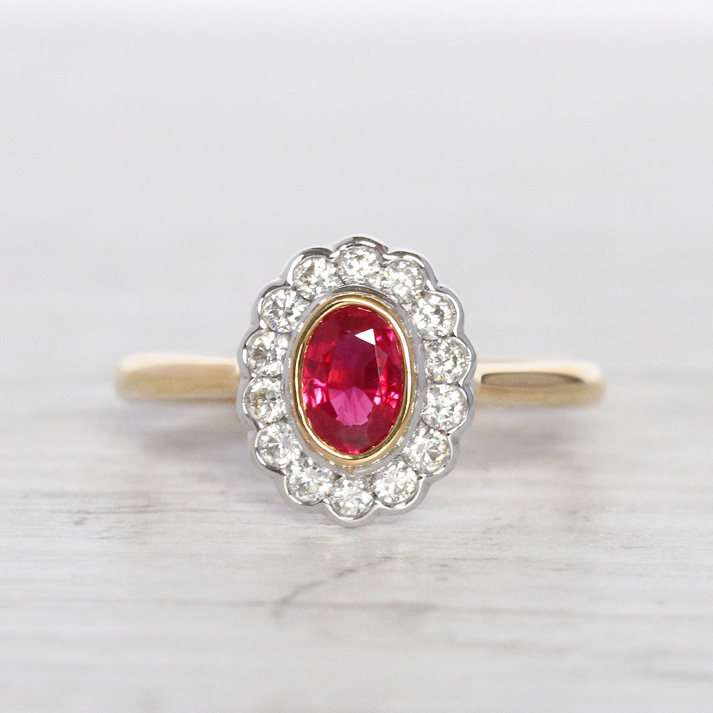 Vintage Style 0.50 Carat Ruby and Diamond Cluster