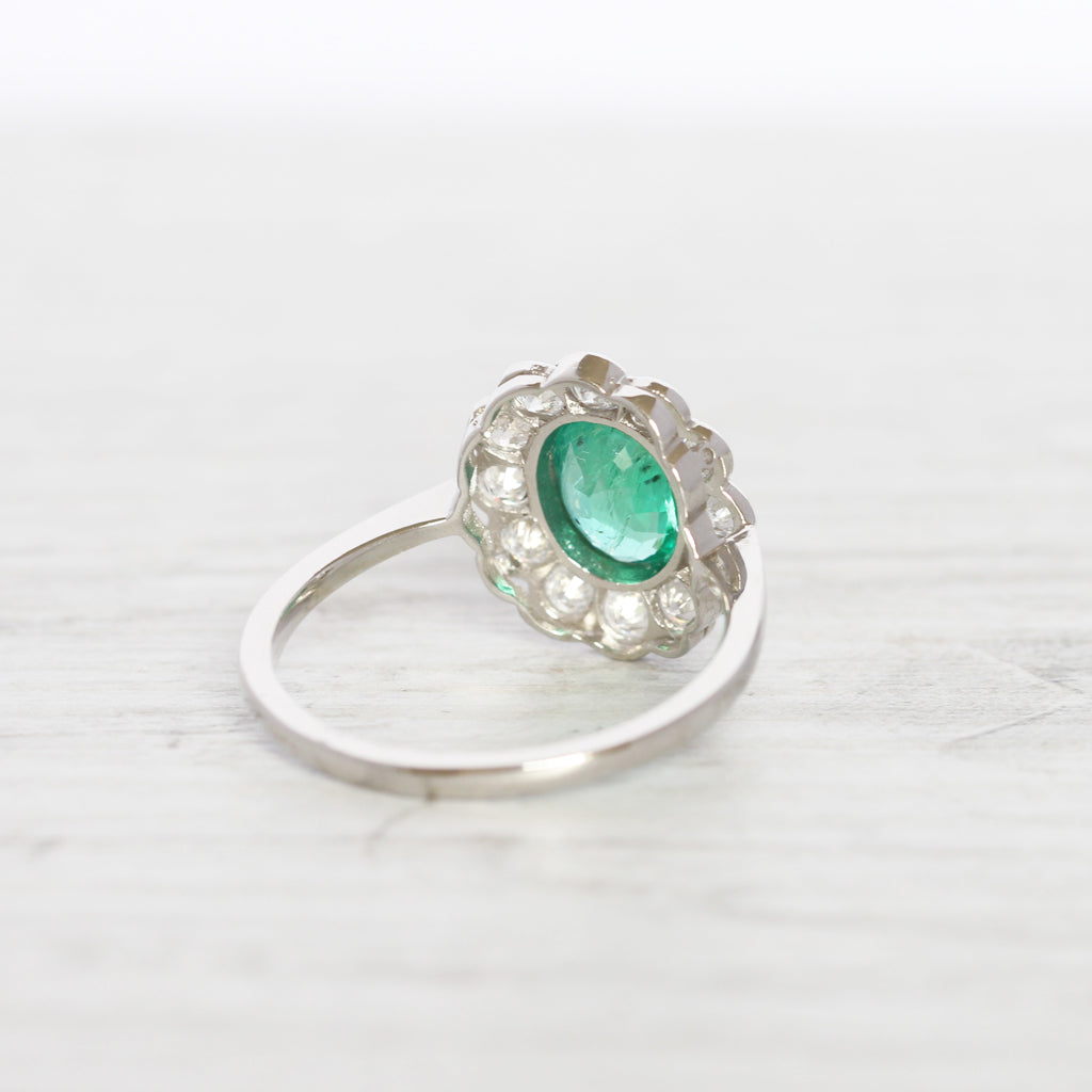 Vintage Style 1.10 Carat Emerald and Diamond Cluster