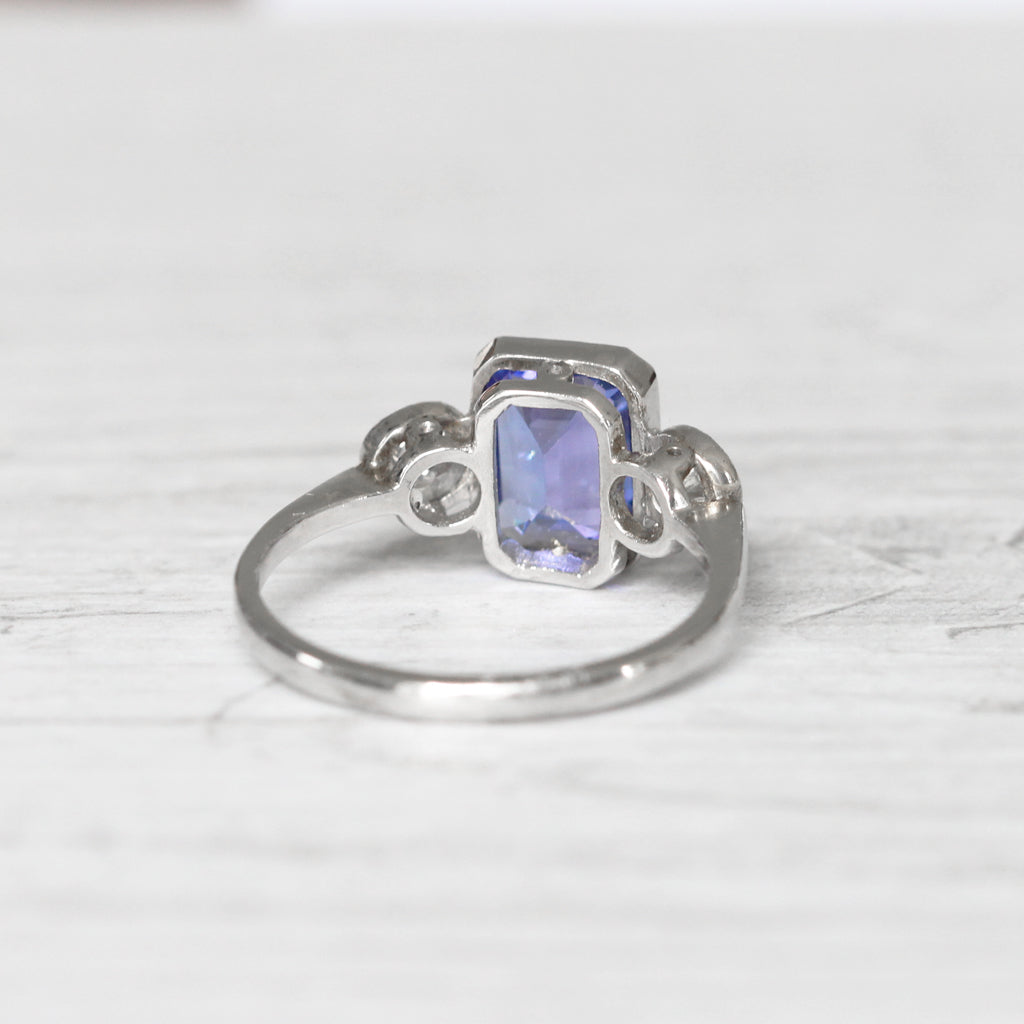 Vintage Style 2.20 Carat Tanzanite and Diamond Three Stone