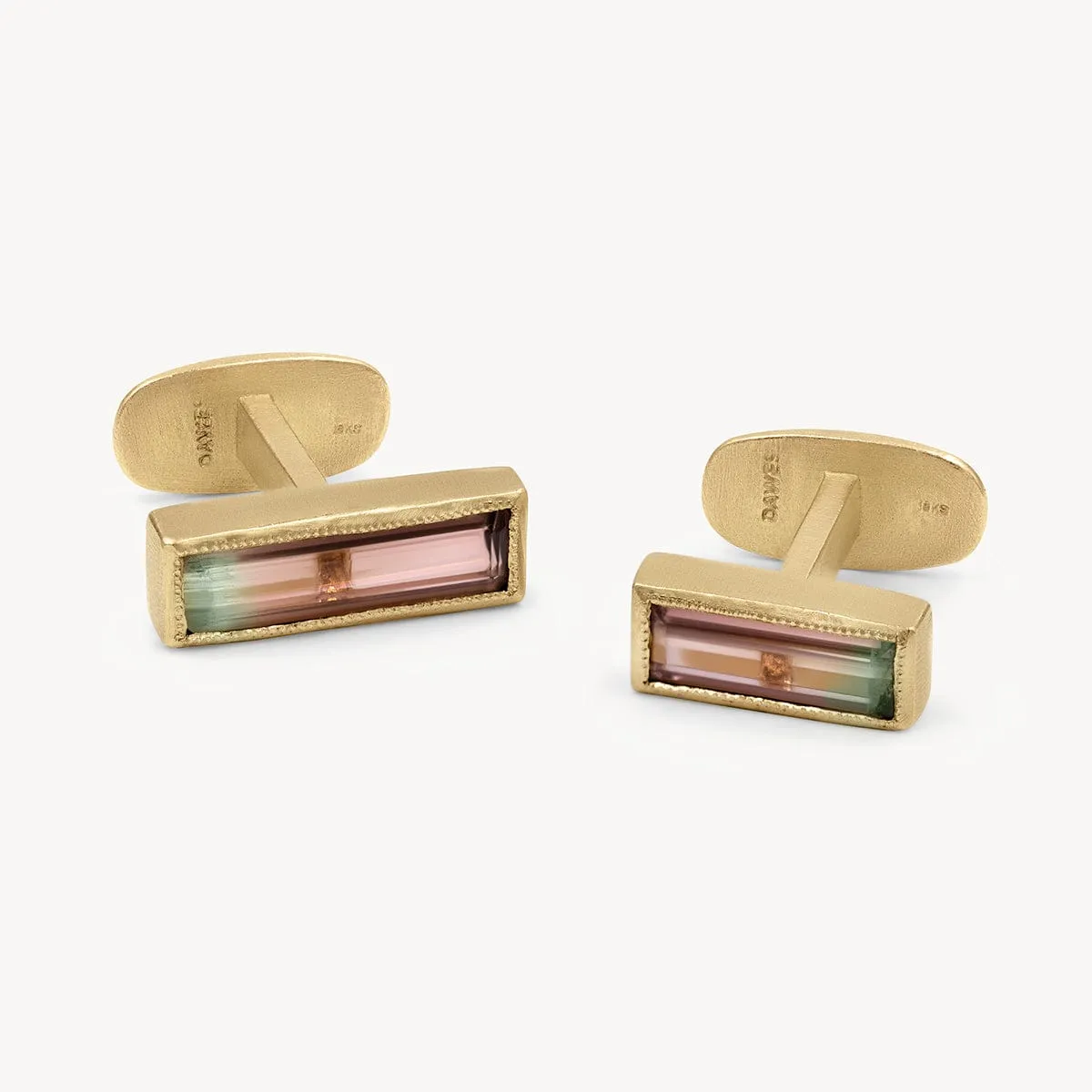 Watermelon Tourmaline Cuff Links - OOAK