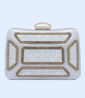 WB2499-WHITE-Women Snazzy Clutch