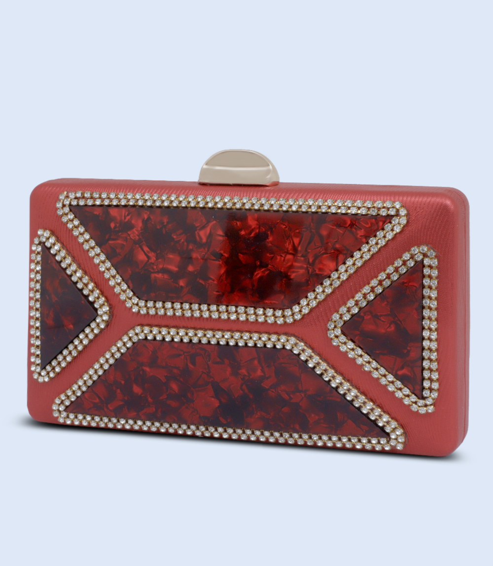 WB2502-RED-Women Snazzy Clutch