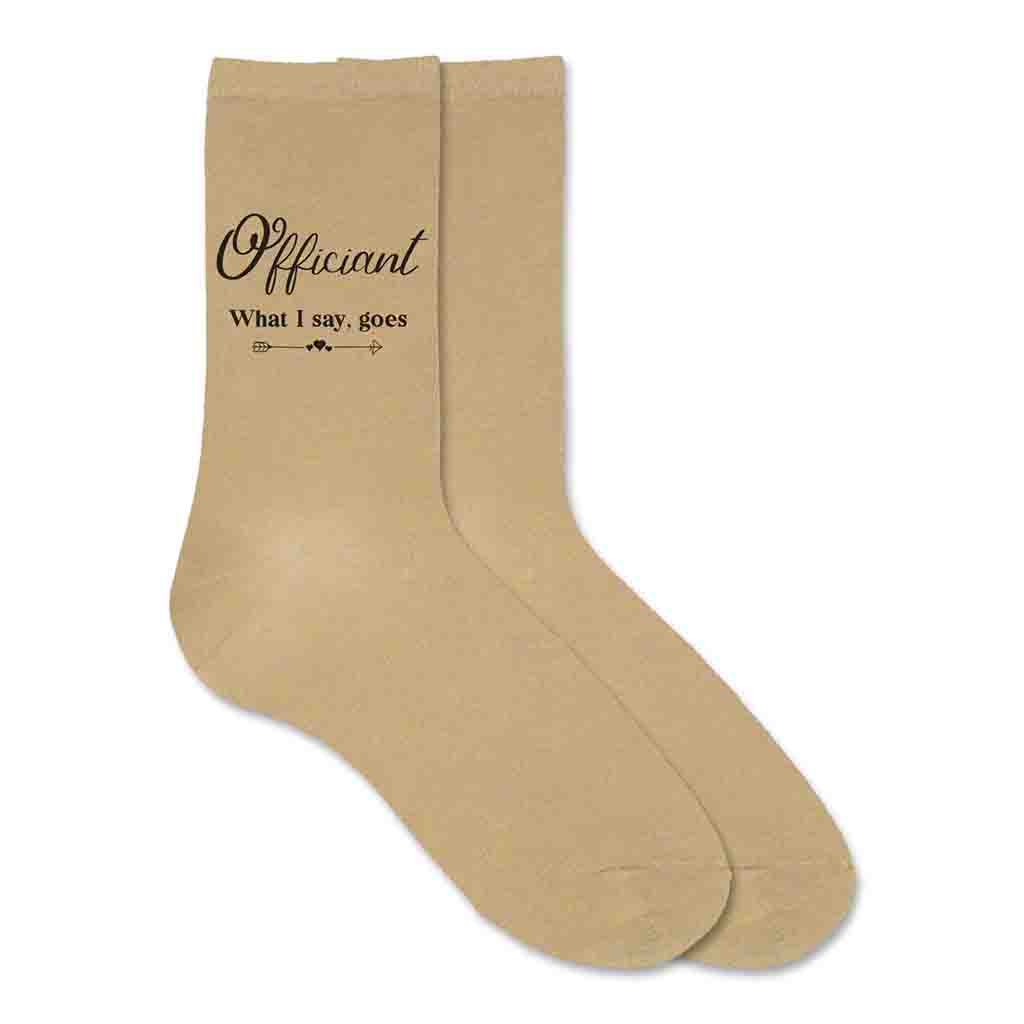 Wedding Party Socks with a Fun Saying for the Officiant