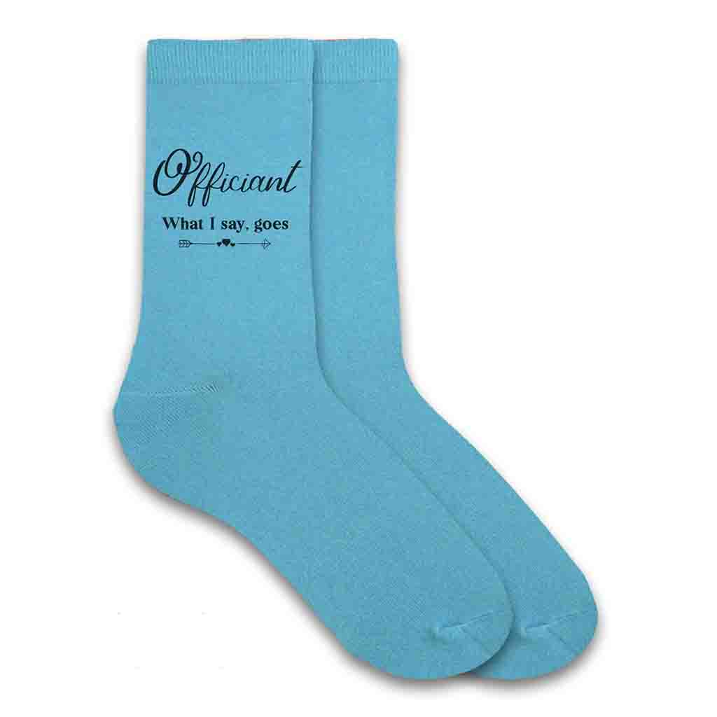 Wedding Party Socks with a Fun Saying for the Officiant