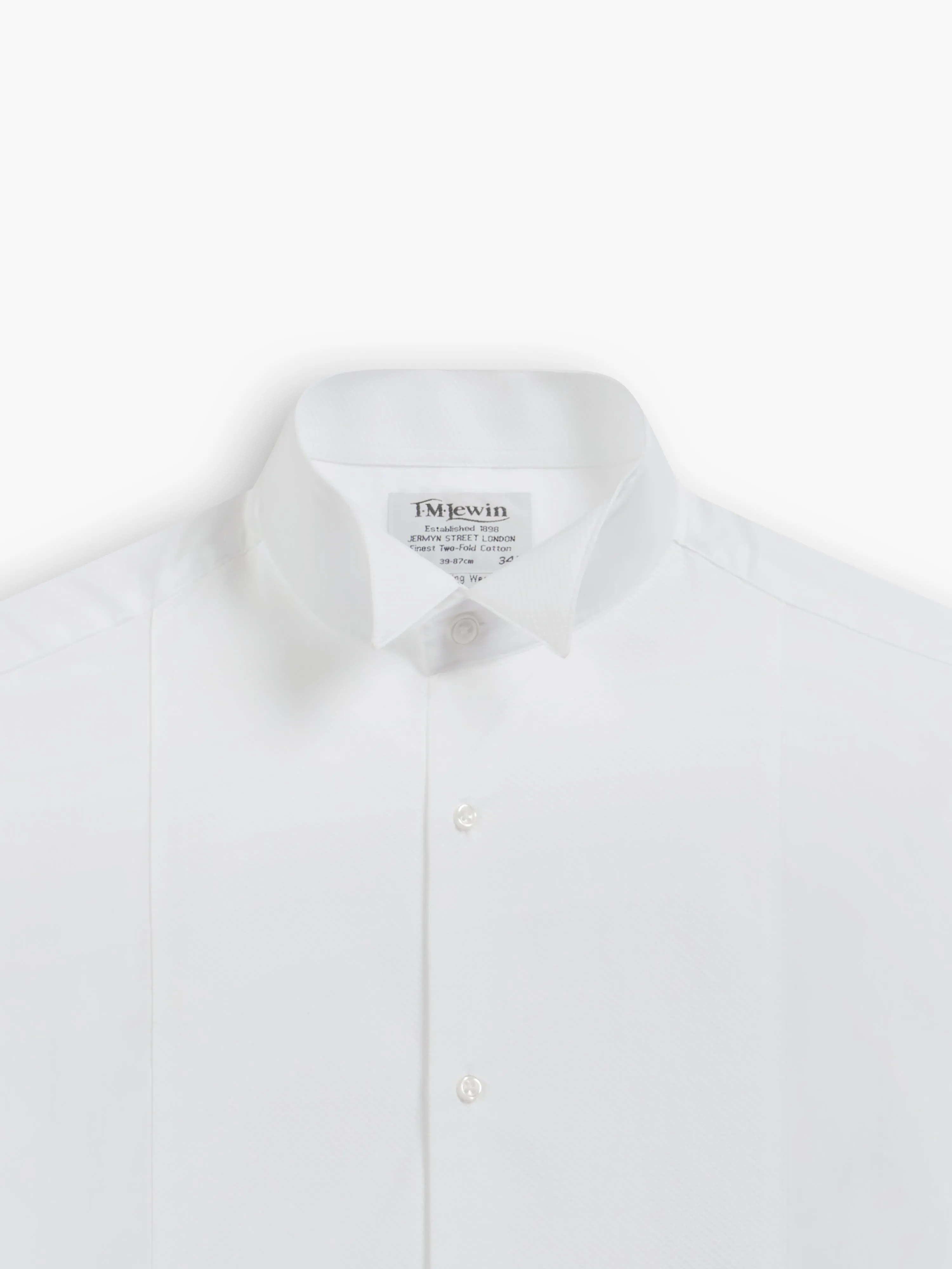 White Marcella Front Poplin Regular Fit Double Cuff Wing Collar Dress Shirt