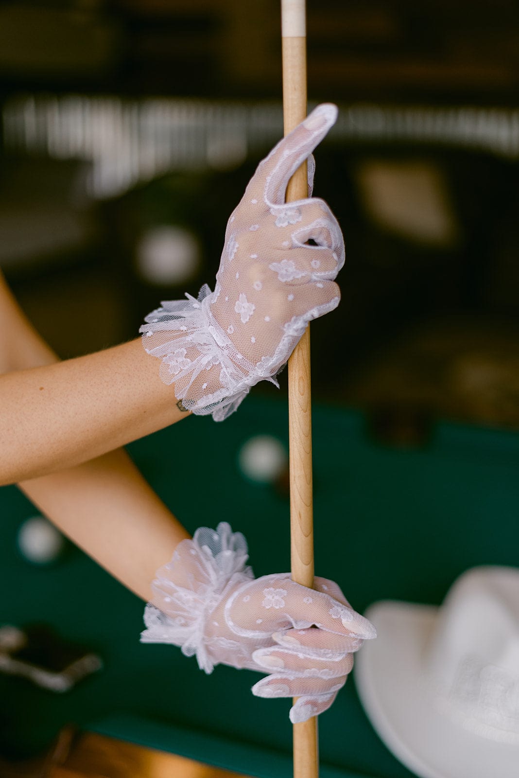 White Ruffle Lace Gloves