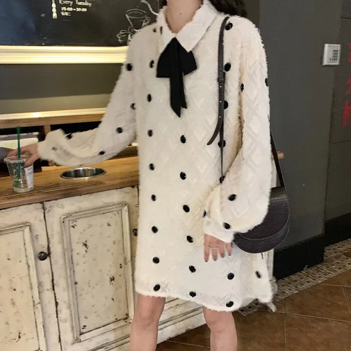 Women's Dresses Ins Lady Kawaii Ulzzang Retro Polka Dot Dress Shirt Boho Office Beach Korean Female Vintage Harajuku Punk Clothe