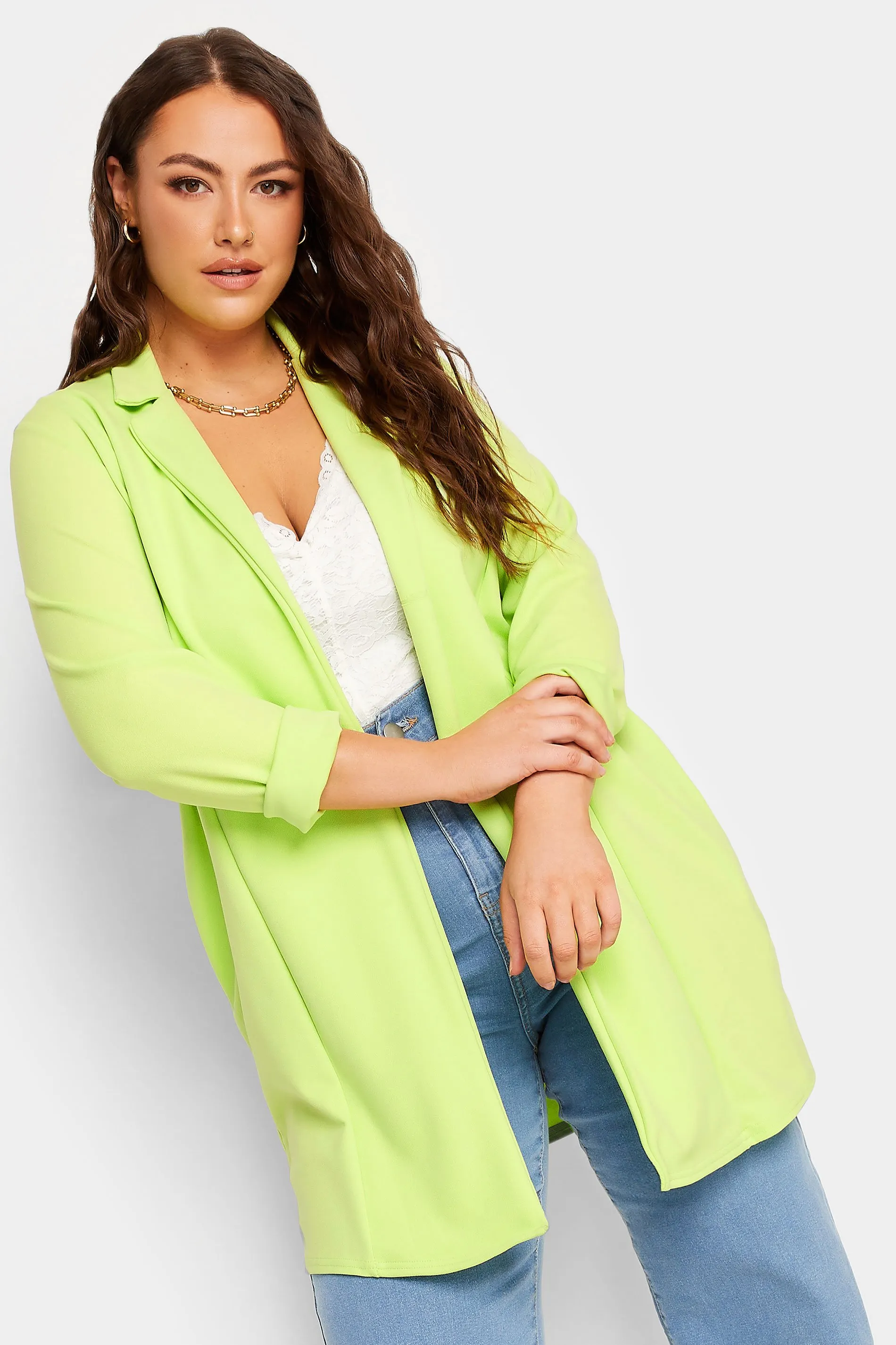 YOURS Curve Lime Green Scuba Blazer