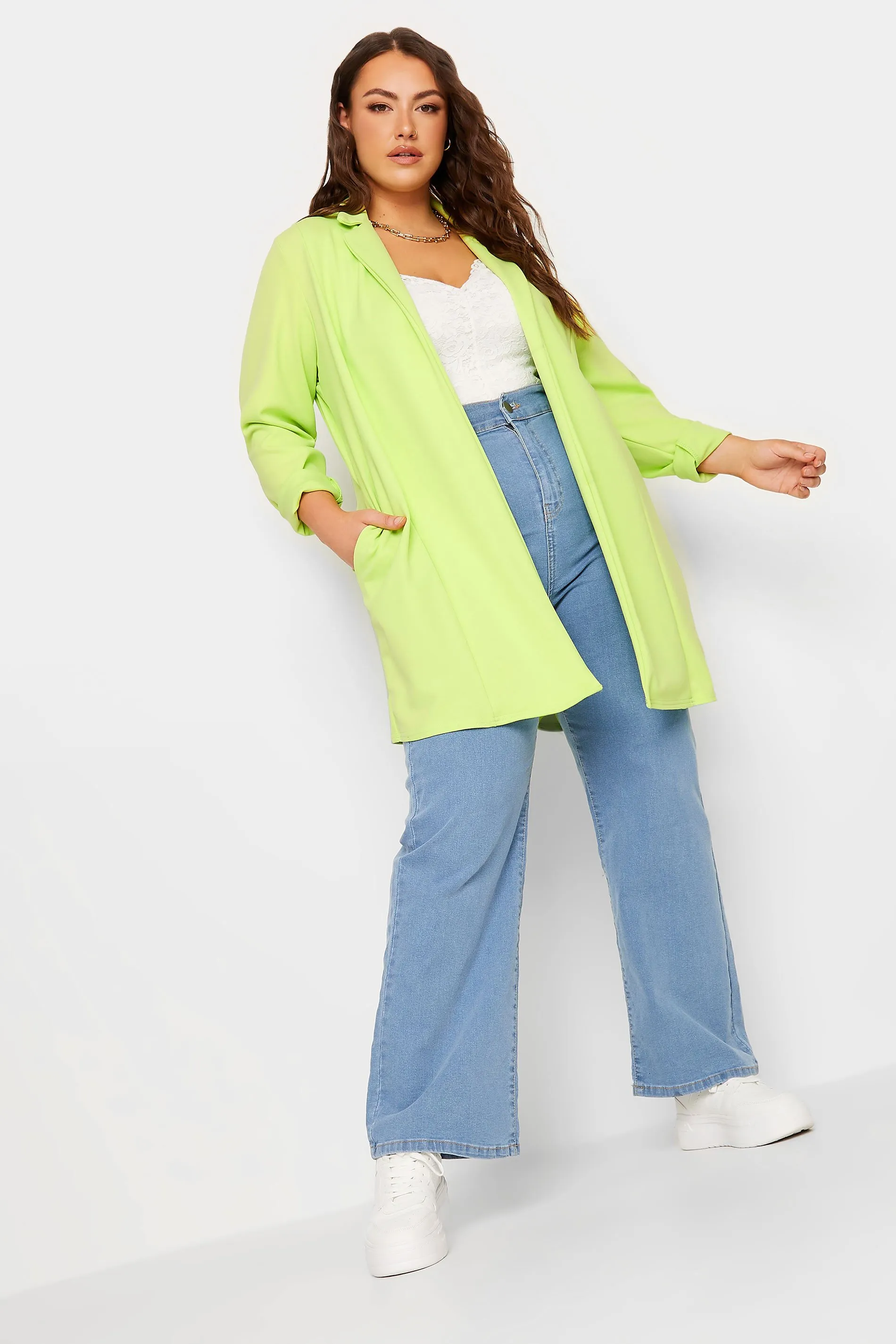 YOURS Curve Lime Green Scuba Blazer